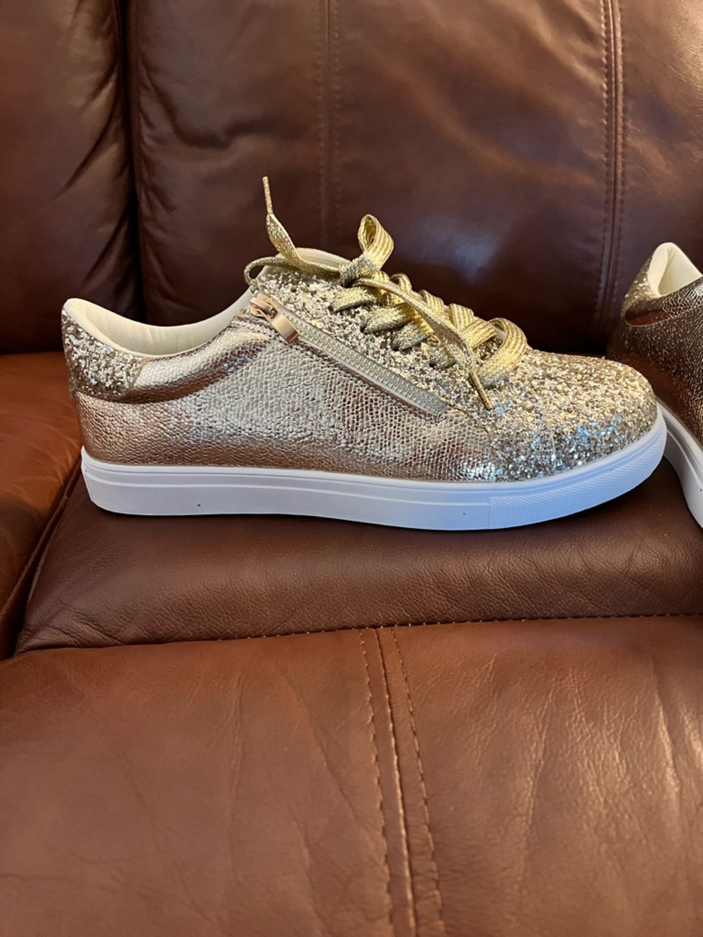 Sparkling Gold Glitter Sneakers